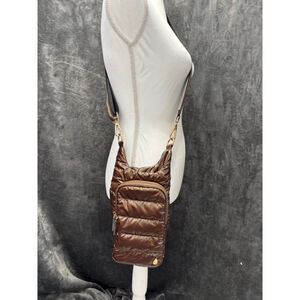 Wanderfull Hydro Gear Quilted Brown Fabric Crossbody Water Bottle Bag & Wallet